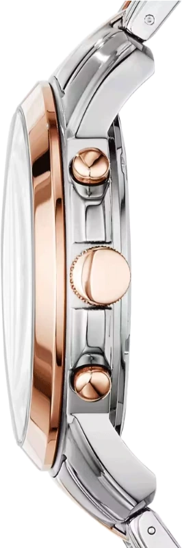 Fossil Silver Rose chain and Blue Dial Chronograph Watch