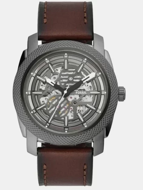 Fossil Machine Brown Automatic Leather Watch